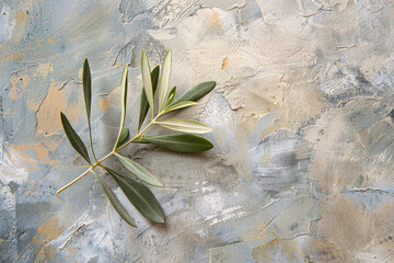 Overhead View of an Olive Leaf on Abstract Background