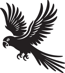 Parrot flying silhouette vector icon illustration.