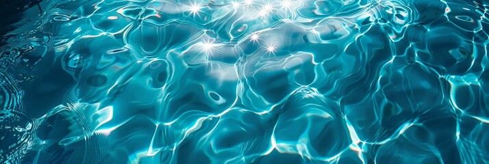 blue water surface swimming pool texture background, banner