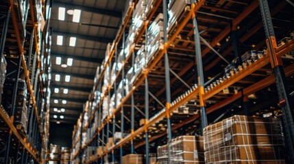 Fototapeta premium Bottom view of a large distribution warehouse