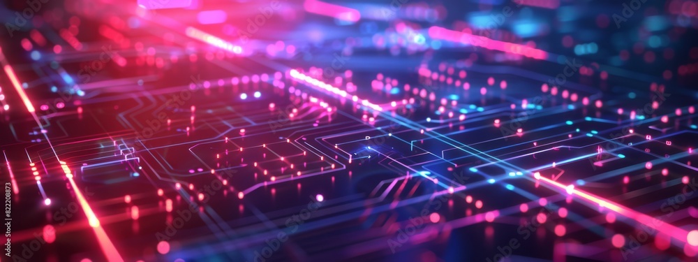 Aufkleber a sleek, tech background with abstract digital patterns and neon lights.