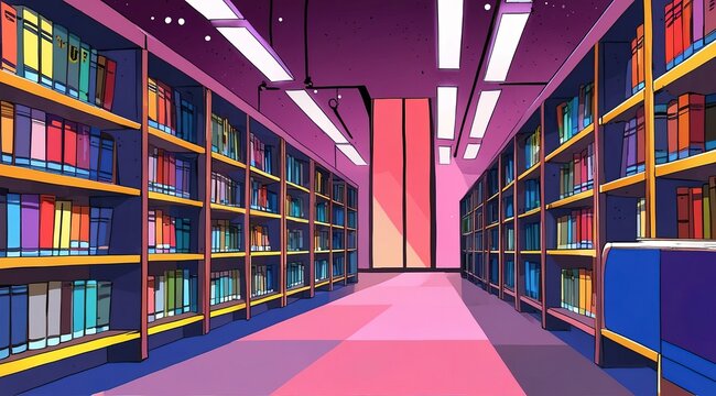 Library in comic pop art style illustration design