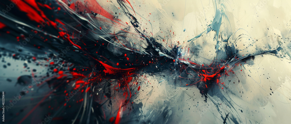 Poster abstract art depicting chaotic troubled mind with overlapping lines and confusing figures.