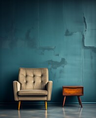 Tranquil Grey Armchair in Vintage Living Room