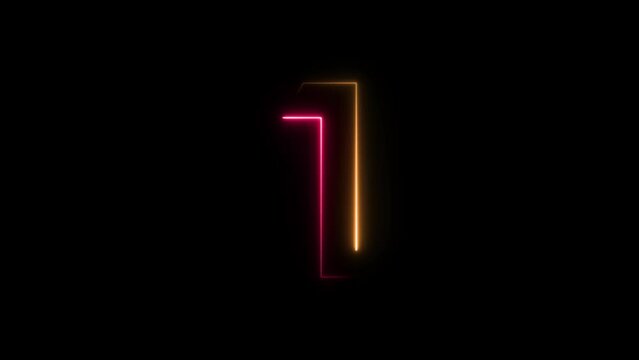 Modern flickering neon number 1 animation