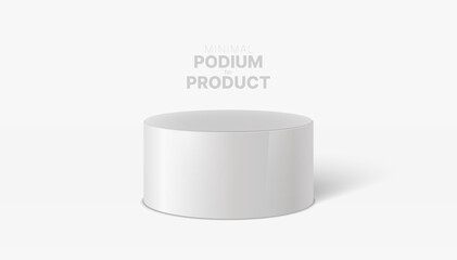 White Cylinder Stand On White Background. Platform Podium to Advertise Various Objects. Vector Illustration.