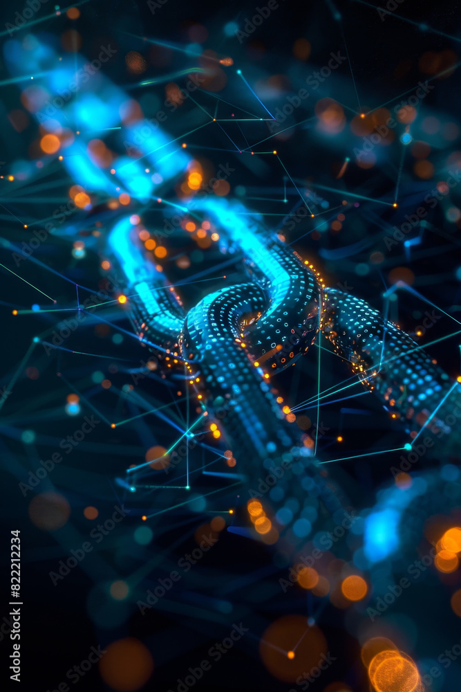 Poster a sleek blend of traditional contract and digital blockchain elements in an icon representation.