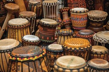 Traditional African instruments. Authentic cultural heritage photo.