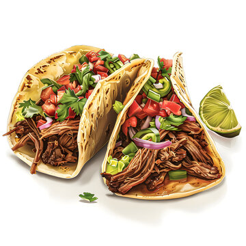 tacos with meat and vegetables clip art preview