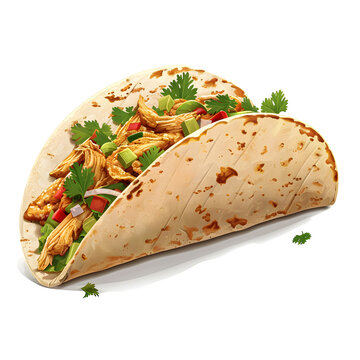 recommend clip art: Vector illustration of a taco de pollo on a white background. Suitable for crafting and digital design projects.[A-0001]