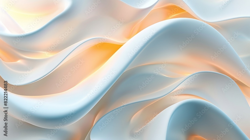 Poster this image displays a smooth, flowing abstract design with waves in soft pastel colors, suggesting m