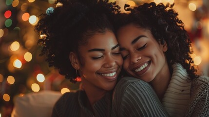 LGBTQ+ couple having fun decorating for the holidays