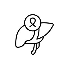 Liver cancer outline icons, minimalist vector illustration ,simple transparent graphic element .Isolated on white background