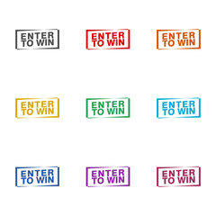 Enter to win simple icon isolated on white background. Set icons colorful