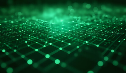 Obraz premium Green digital networking, internet, cyber and business background