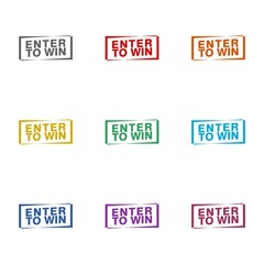 Enter to win simple icon isolated on white background. Set icons colorful