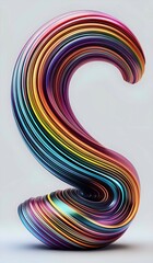 Obraz premium Twisted holographic abstract multicolor shape curve rainbow lines. Generative AI