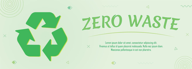 Zero waste concept banner, abstract pattern design, disposal management, reduce, reuse, recycle, save the earth and nature, go green, environment day, eco friendly, copy space for text