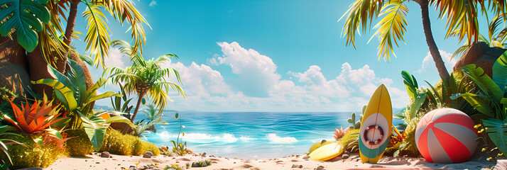 Tranquil Beach Scene with Blue Ocean and Clear Sky, Perfect Vacation Spot in Hawaii, Romantic Summer Getaway