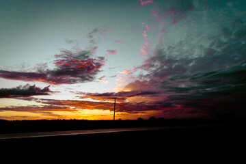sunset on the road