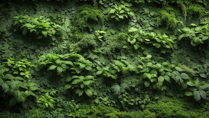 A green wall covered in various types of plants.

