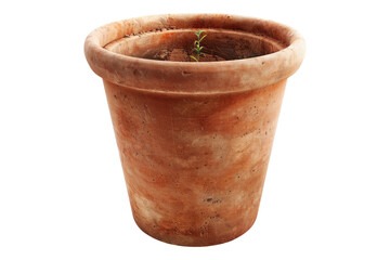 Empty terracotta pot isolated on transparent background