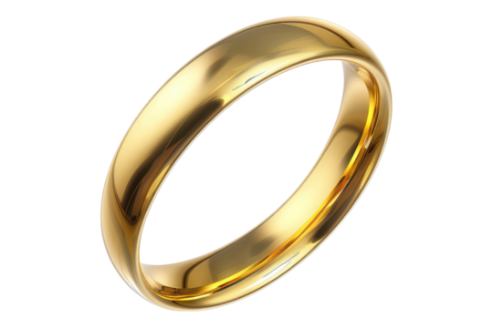 Gold ring isolated on transparent background