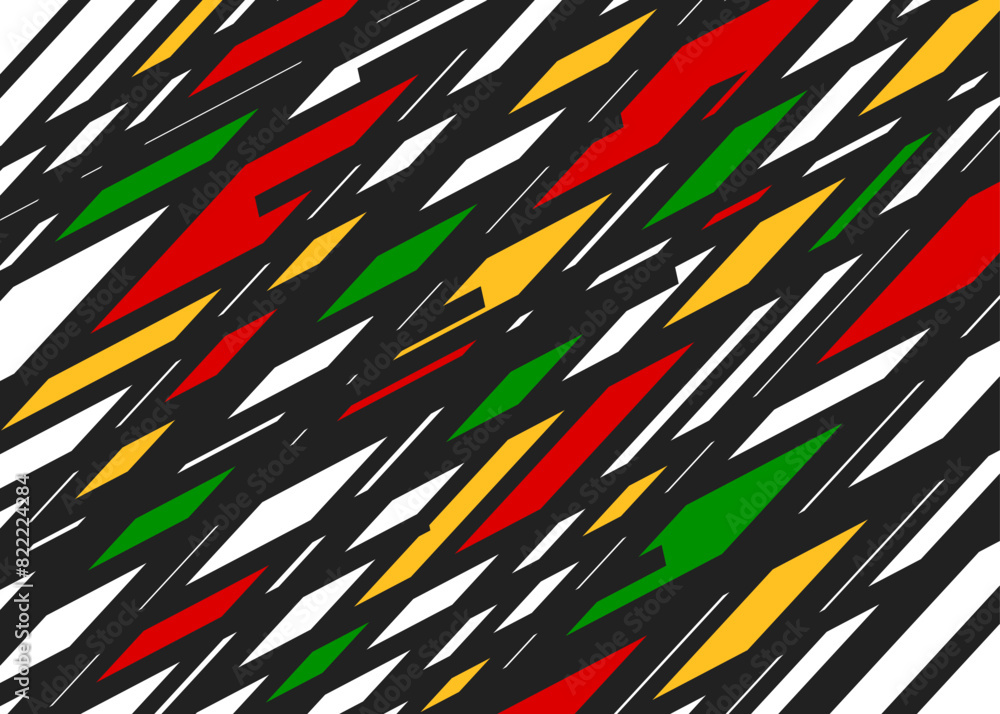 Poster abstract background with colorful geometric pattern and with rastafari color theme