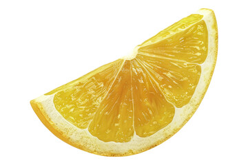 Ripe wedge of yellow lemon citrus fruit isolated on transparent background