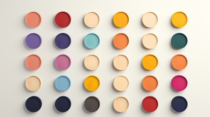 Fototapeta premium A colorful grid of circular icons representing various tools and objects, neatly arranged on a light background.