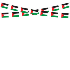 Bunting flags of Palestine flag on white background.