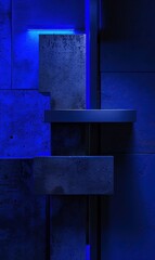 Blue Abstract Geometric Shapes,Photorealistic HD
