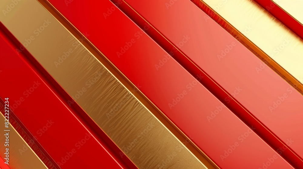 Poster the image displays a series of shiny red and gold diagonal stripes with a metallic texture, creating