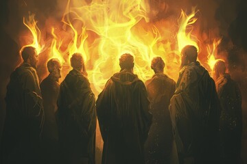 Illuminated Gathering of Apostles in a Radiant Digital Illustration