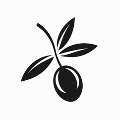 Black olive with leaves logo vector icon illustration 