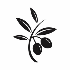 Black olive with leaves logo vector icon illustration 