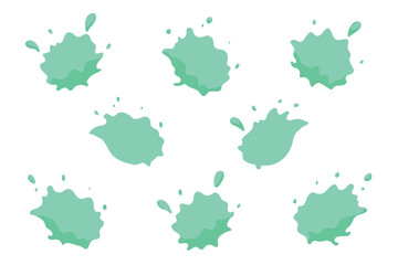 Set of abstract mint green watercolor water splash on a white background. Vector water color texture in mint color