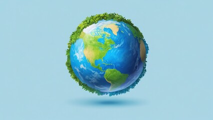 Fototapeta premium Ball shaped earth and blue water , safe nature earth day concept