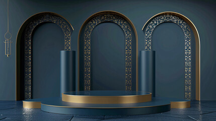 podium display or showcase islamic pattern set