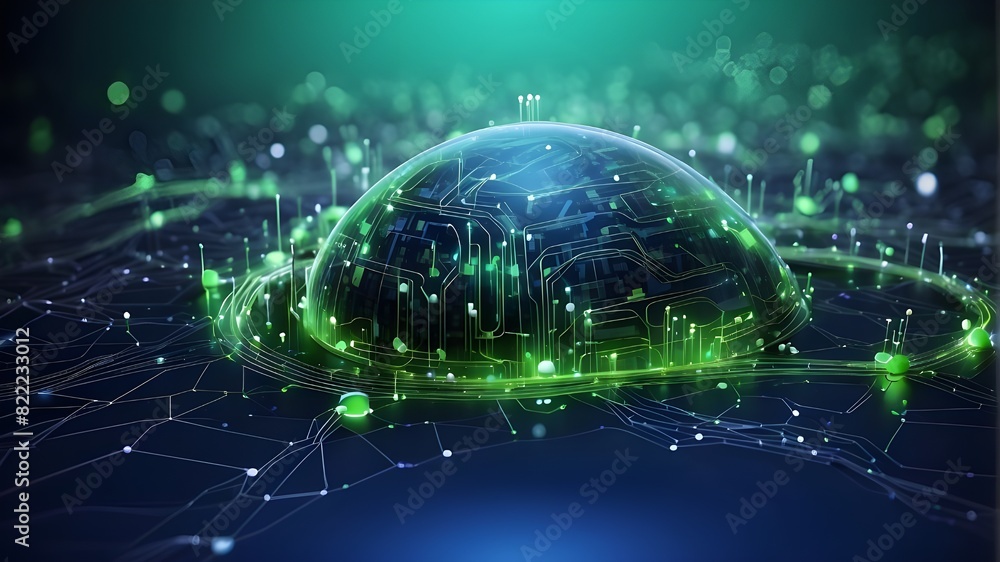 Poster cyber technology circuit, innovation future data, internet network, artificial intelligence big data