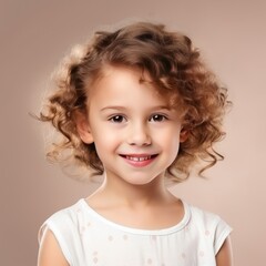 Ivory background Happy european white child realistic person portrait of young beautiful Smiling child Isolated on Background Banner with copyspace blank 