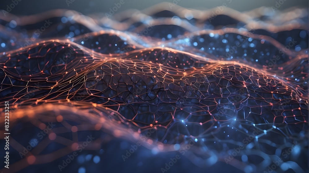 Poster embossed mesh symbolizing neural networks, cloud computing, and internet connections