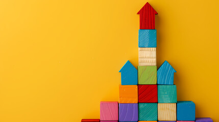 Colorful wooden blocks, symbolizing growth and success