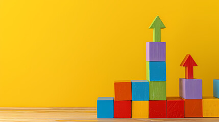 Colorful wooden blocks, symbolizing growth and success
