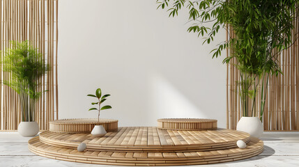 Modern zen interior with bamboo accents