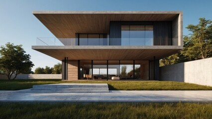 Obraz premium Exterior modern house architecture with empty ground