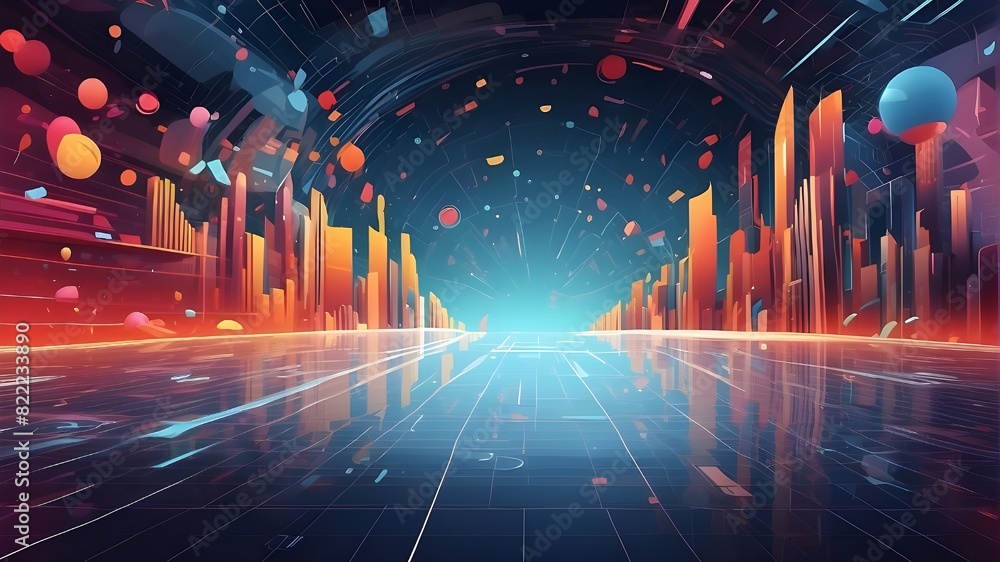 Aufkleber realm of digital technologies. virtual business concept. background in vector form