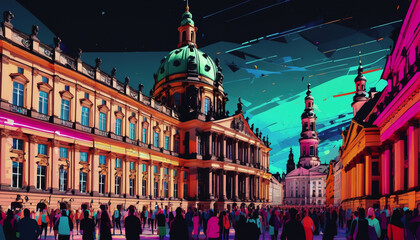 Naklejka premium Dresden City Festival. historical cities. the ancient architecture of the city