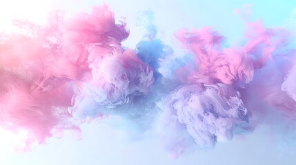 A soft explosion of pastel multicolored smoke, creating a joyful burst of color on white.