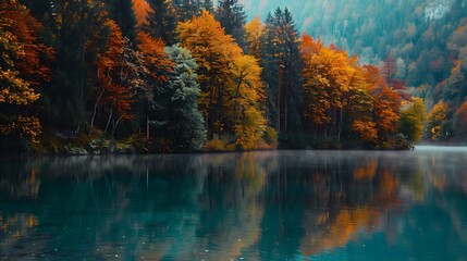 Tranquil Serenity: A Pristine Lake Embraced by Majestic Mountains, Capturing Nature's Harmony and Beauty in One Frame - Perfect for Relaxation and Inspiration